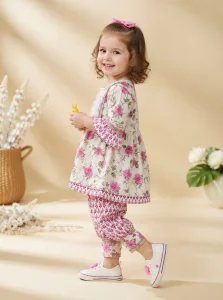 Girls Floral Printed Frock & Patiala Pant Set | 2-Piece Ethnic Wear for Kids