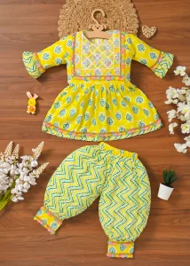 Girls Printed Frock & Patiala Pant Set | 2-Piece Ethnic Dress for Kids